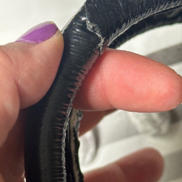 RLL Polo Ralph Lauren Black Leather Cowhide Purse Handbag Good Large Patent - Picture 3 of 9